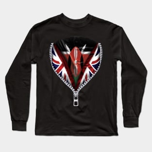 Kenyan Flag  Kenya Flag zipped British Flag - Gift for Kenyan From Kenya Long Sleeve T-Shirt